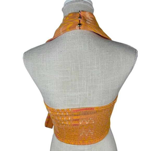 Eva Franco Anthropologie Citrus Orange Knit Summer Wrap Halter Top - Picture 6 of 9